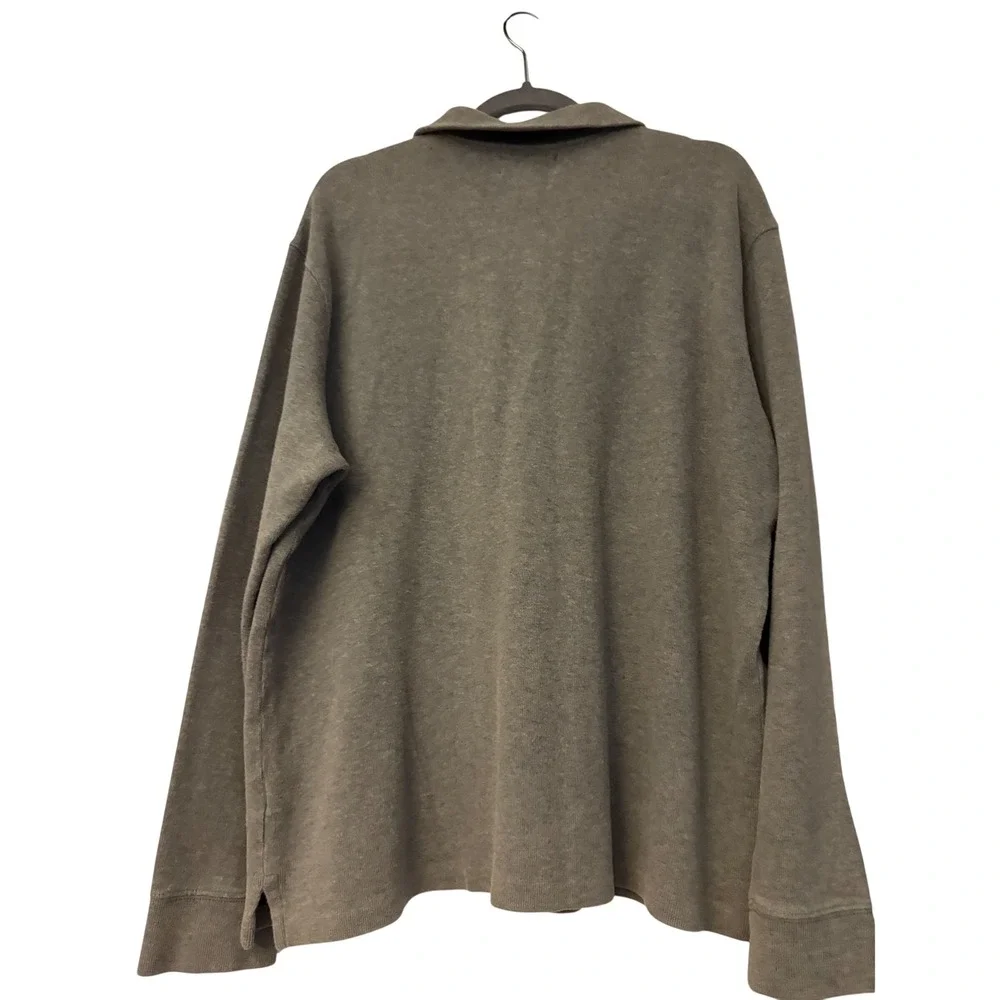 Polo Ralph Lauren Mens XL Quarter Zip Pullover Taupe Brown 100% Cotton Sweater